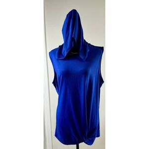 LIVI Hooded Sleeveless‎ Top Twist Hem Athletic Tank Top Blue Size 22/24